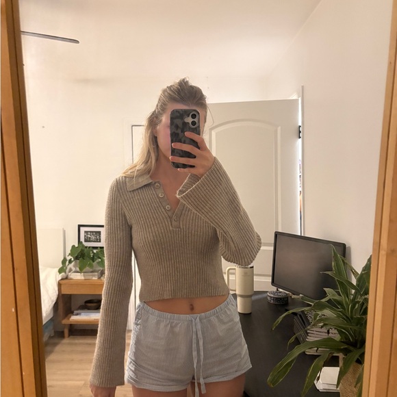 Mango Light Beige Ribbed Knit Top - Picture 4 of 4